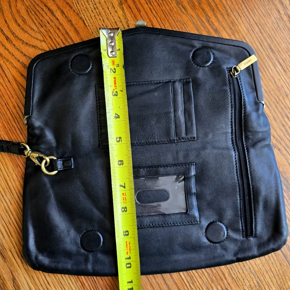 Leather HOBO Navy Clutch Architectural Wristlet Large